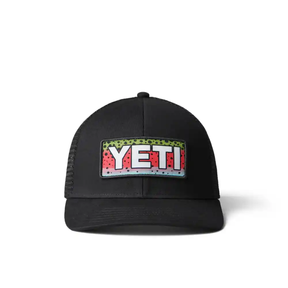 Yeti Mens Rainbow Trout Logo Badge Trucker Hat