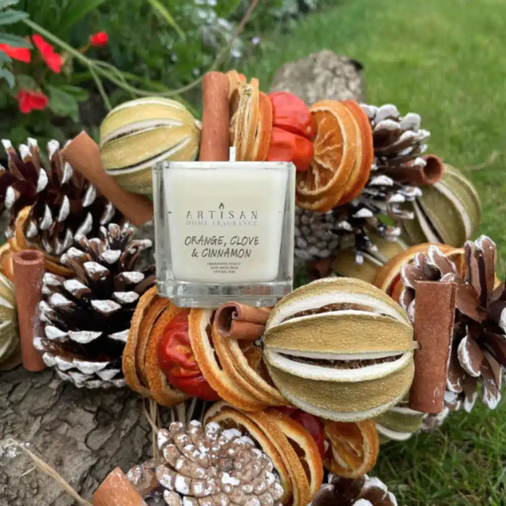 Artisan Home Fragrance Orange Clove & Cinnamon Small Cube Candle