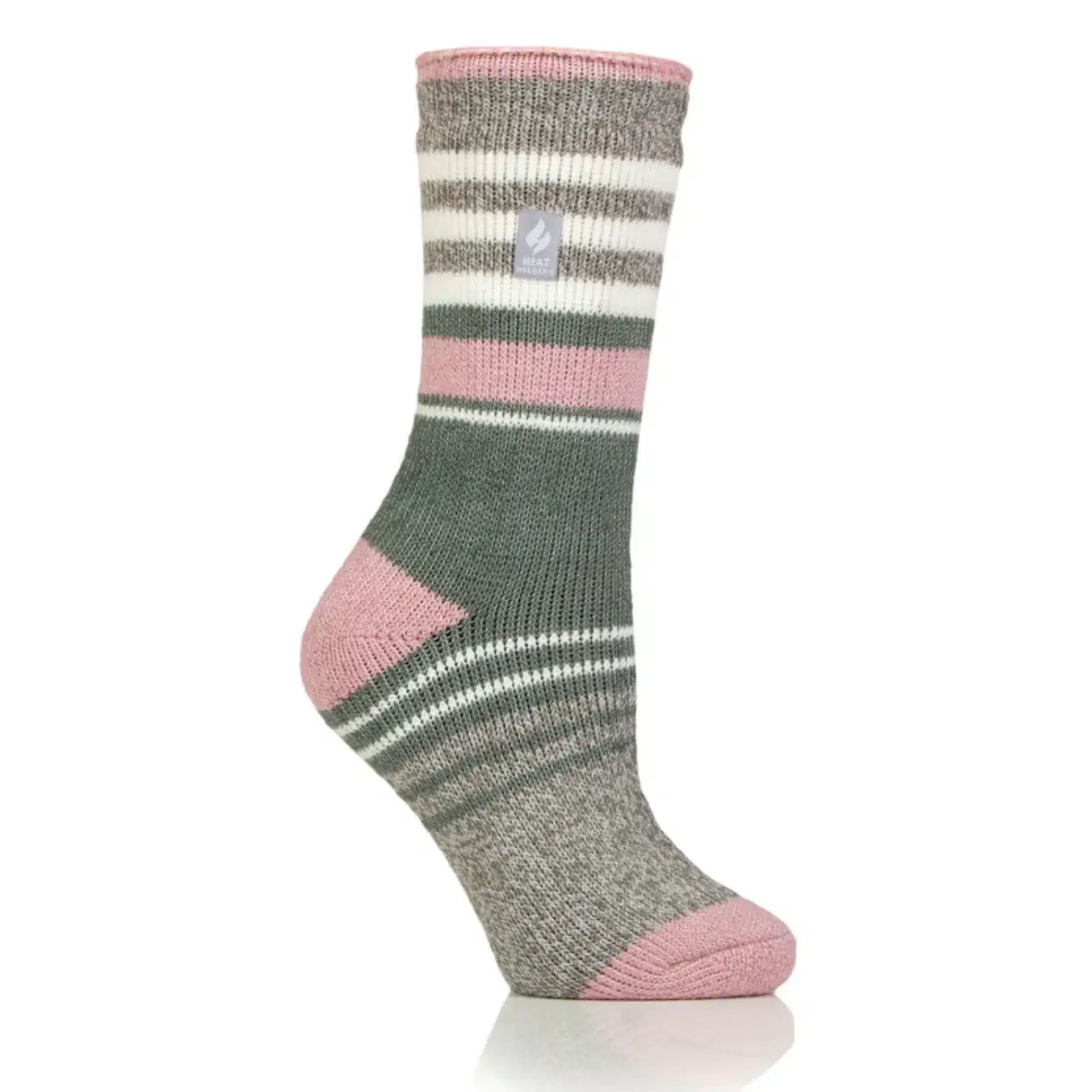 Heat Holders Ladies Original Cherith Varied Stripe Socks Mid Grey