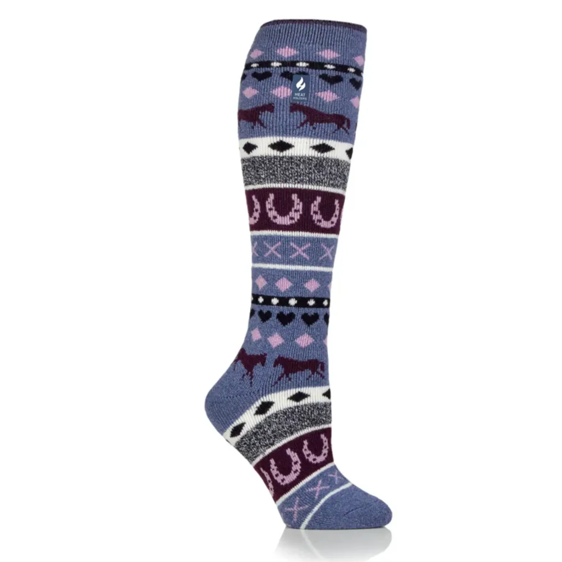 Heat Holders Ladies Croxton Equestrian Lite Long Socks Denim