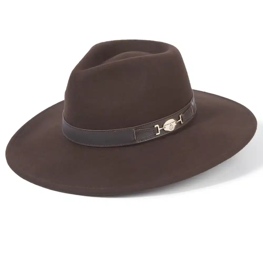 Hicks & Brown X Fairfax & Favor Halesworth Wide Brim Fedora Hat Brown