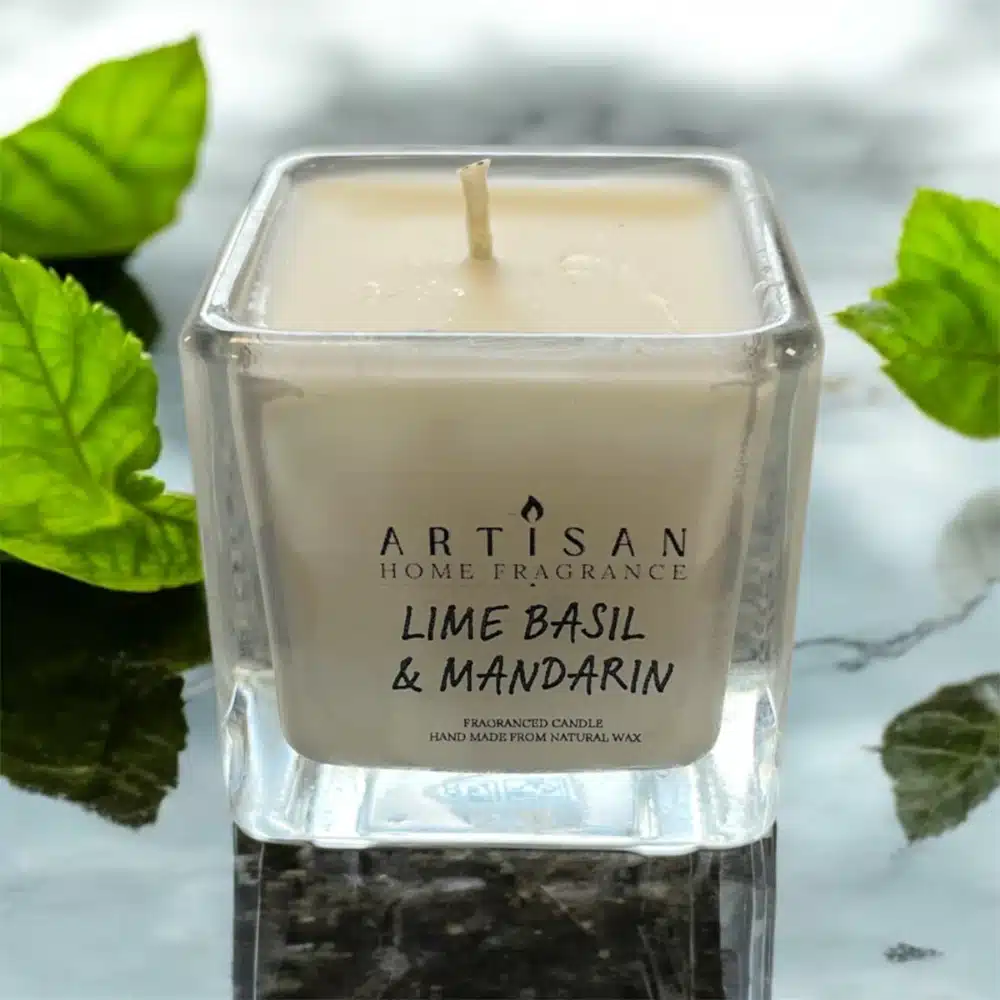 Artisan Home Fragrance Lime Basil & Mandarin Small Cube Candle