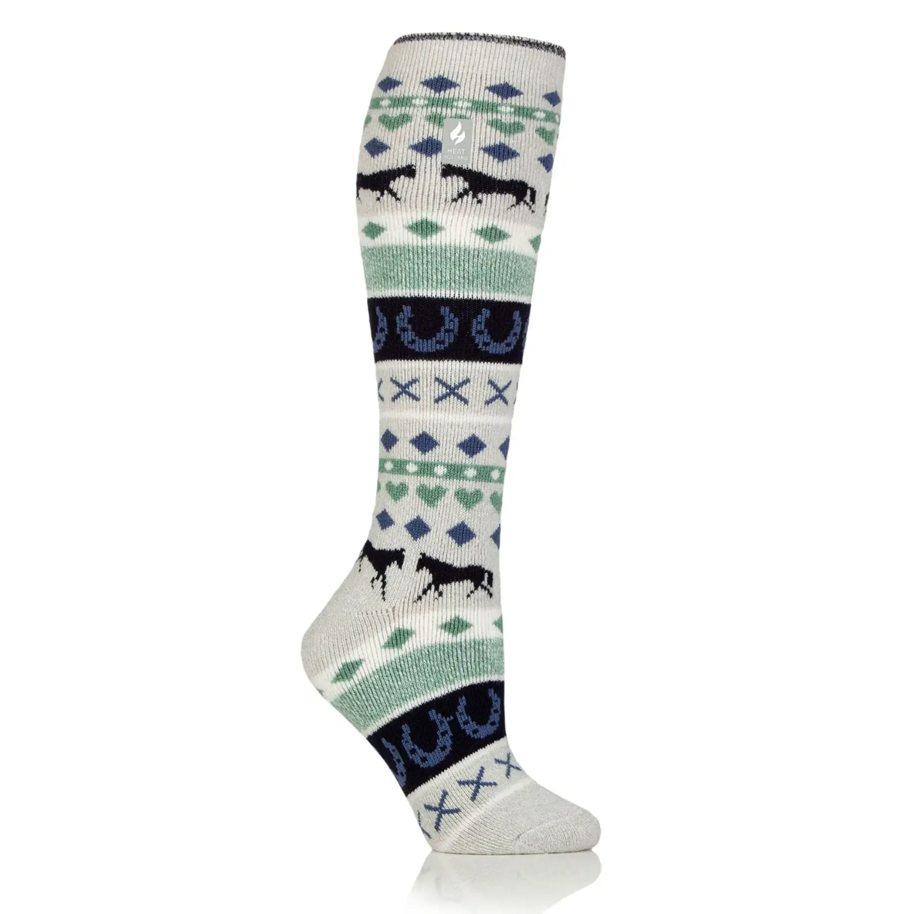 Heat Holders Childrens Rosa Equestrian Lite Long Socks Light Grey