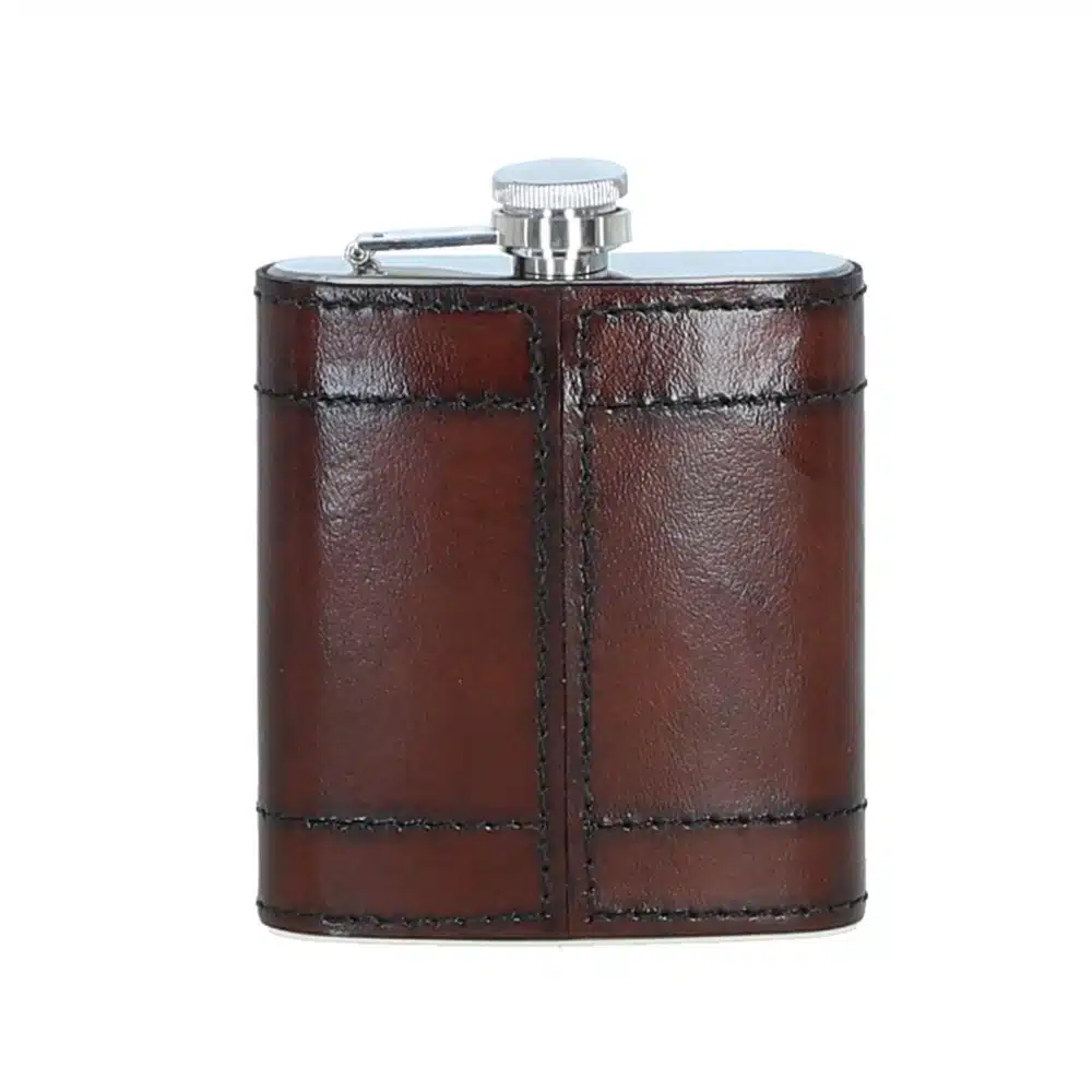 Ashwood Premium Leather Portable Whiskey Hip Flask Chestnut