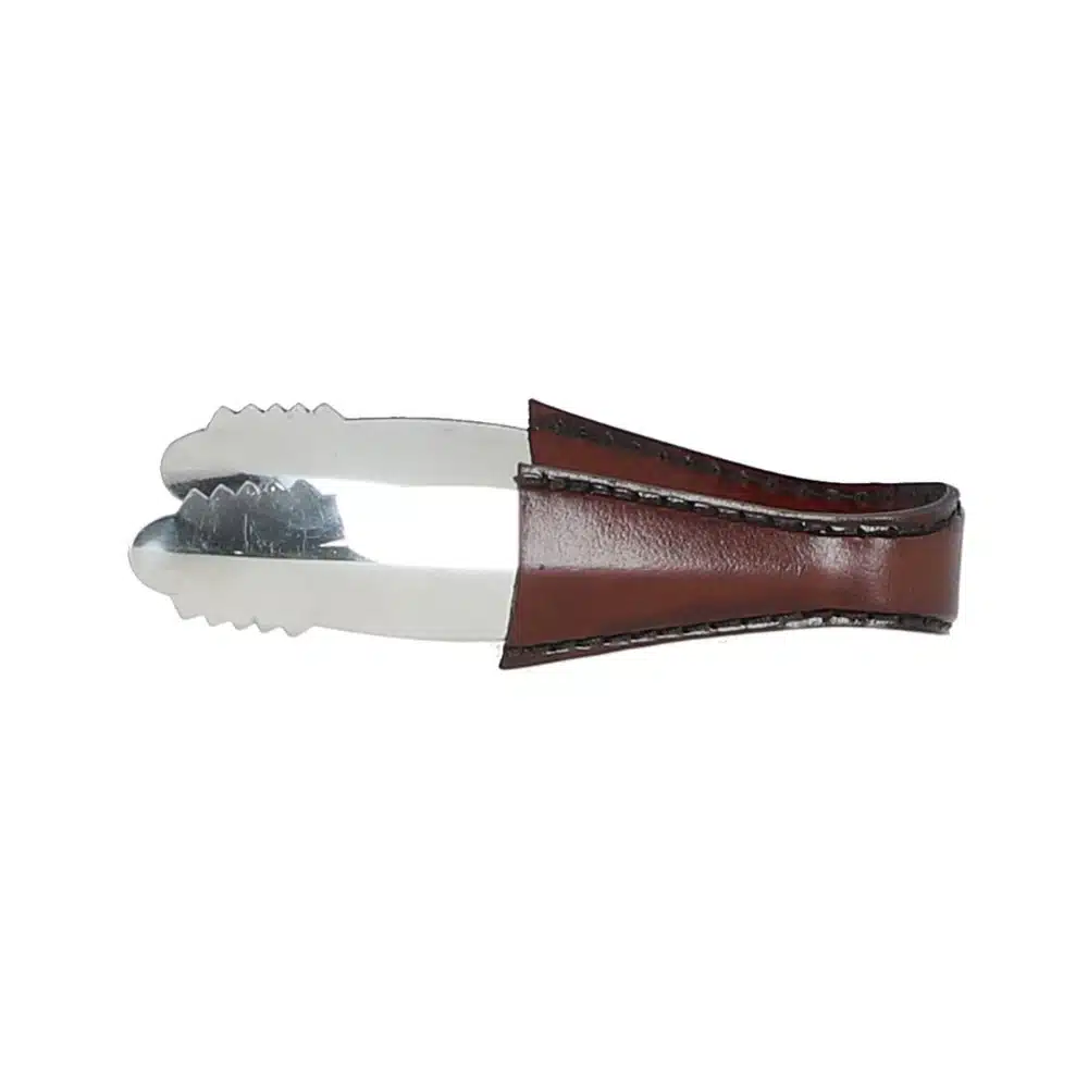 Ashwood Luxury Leather Handled Ice Tong Chestnut