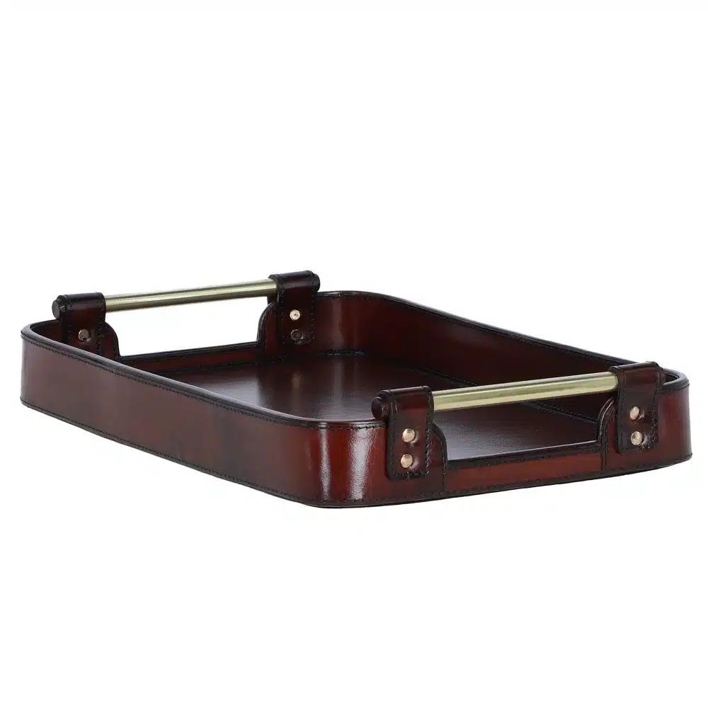 Ashwood Luxury Leather Serving Tray Chestnut