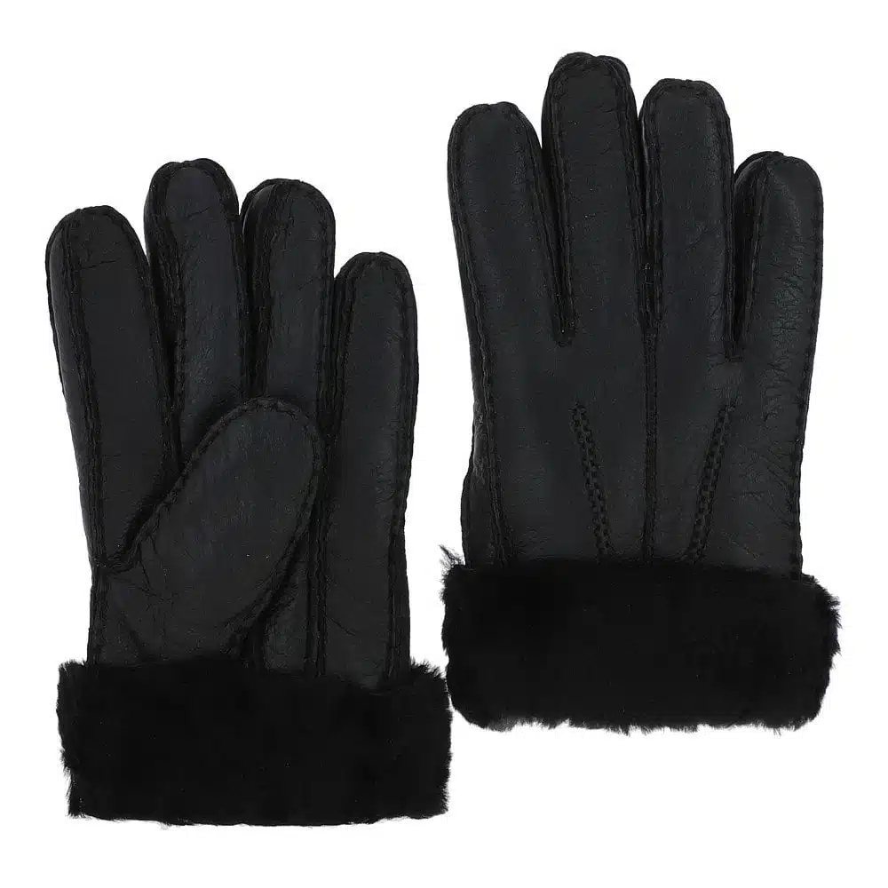 Ashwood Mens Leather Sheepskin Gloves Black