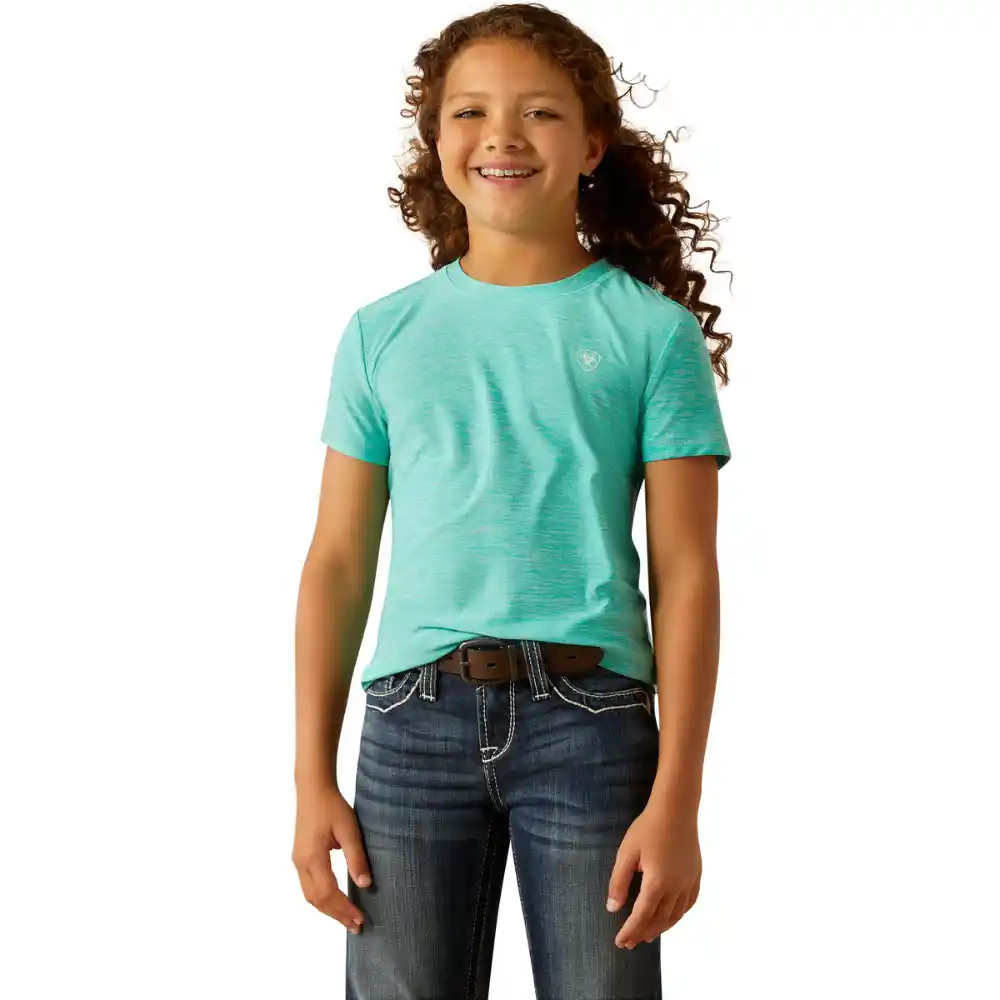 Ariat Girls Laguna Short Sleeve T Shirt Blue Turquoise