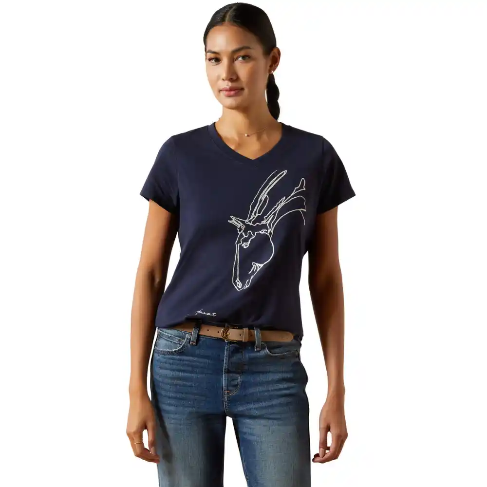Ariat Ladies Hay Girl Short Sleeve T Shirt Navy