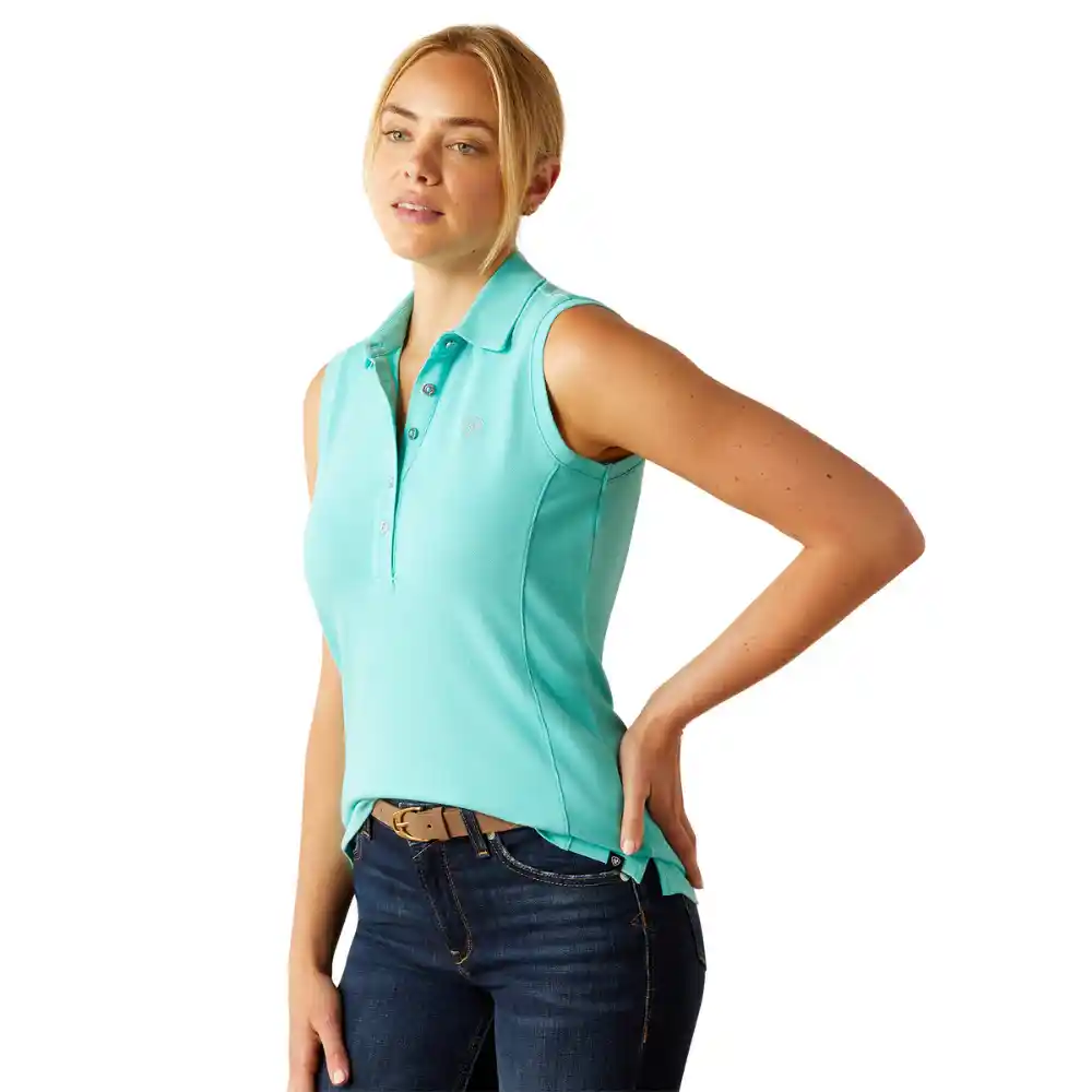 Ariat Ladies Prix 3.0 Sleeveless Polo Pool Blue