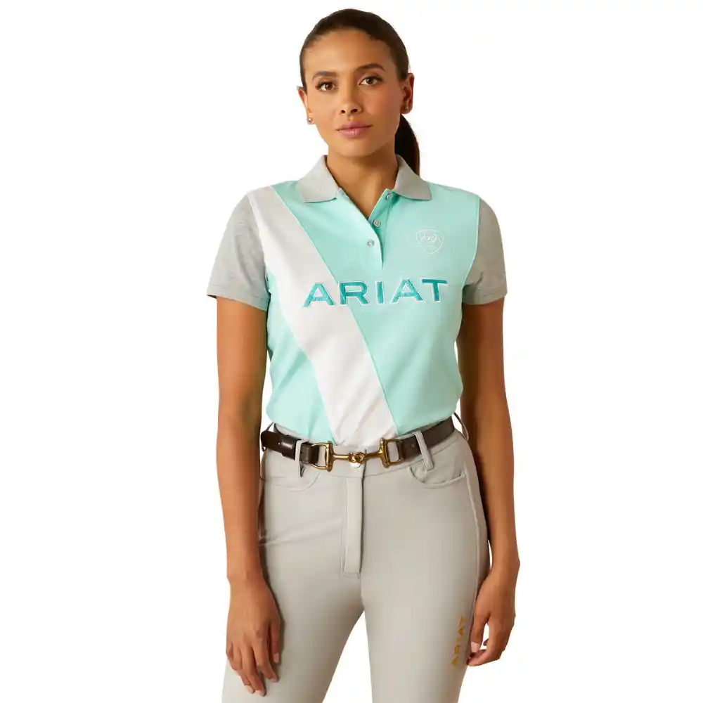 Ariat Ladies Taryn Short Sleeve Polo Beach Glass Electric Green
