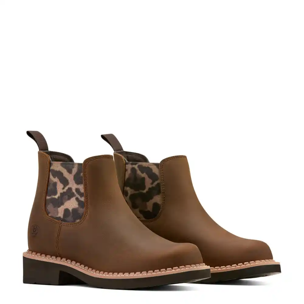 Ariat Youth Fatbaby Chelsea Distressed Brown Leopard Gore