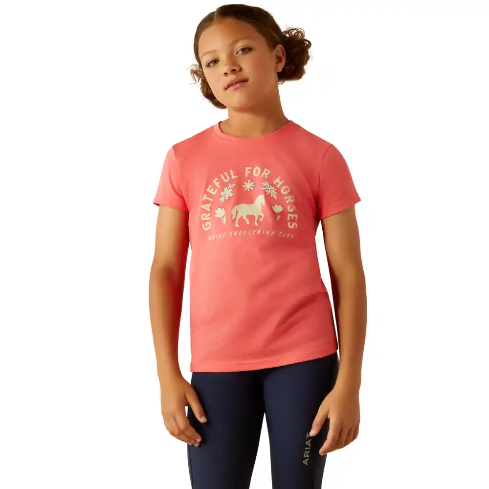 Ariat Youth Grateful Short Sleeve T Shirt Coral Paradise
