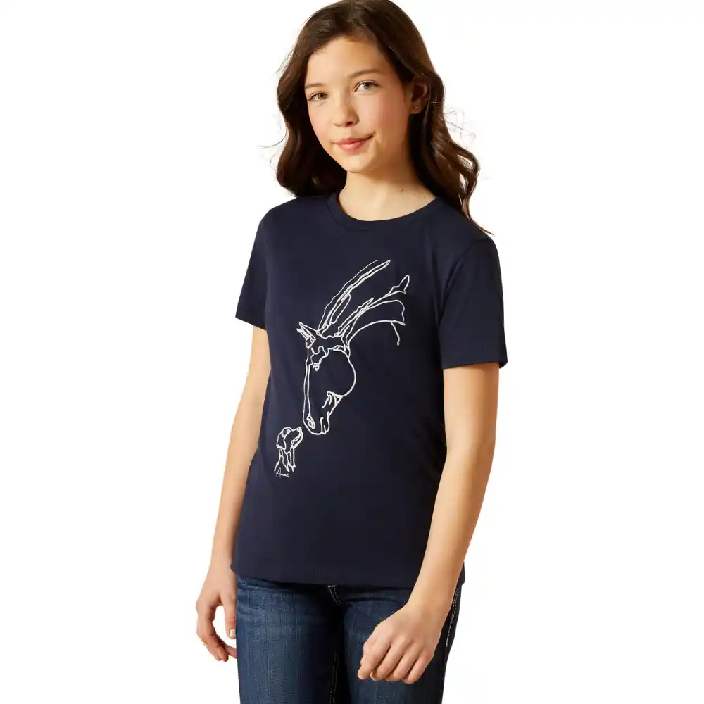 Ariat Youth Hay Girl Short Sleeve T Shirt Navy
