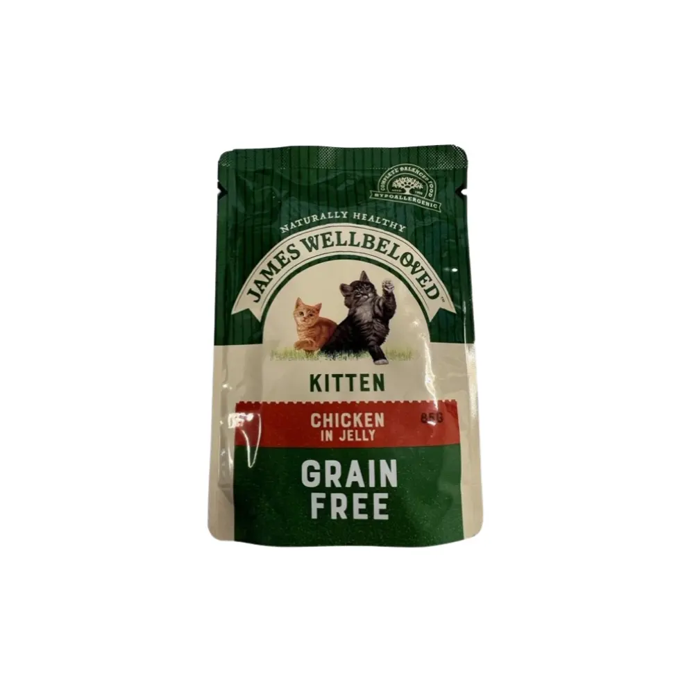 James Wellbeloved Grain Free Kitten Cat Food Pouch 85g Chicken In Jelly