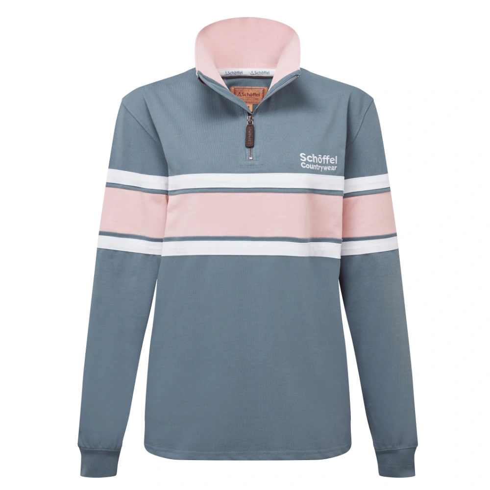 Schoffel Unisex Exmouth Heritage 1/4 Zip Sweatshirt Dark Pigeon/Chalky Coral