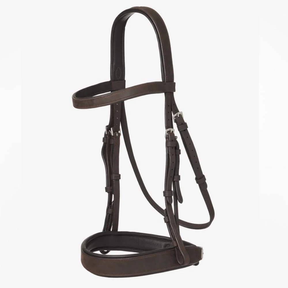 LeMieux Flat Hunter Bridle With Laced Reins Havana/Silver