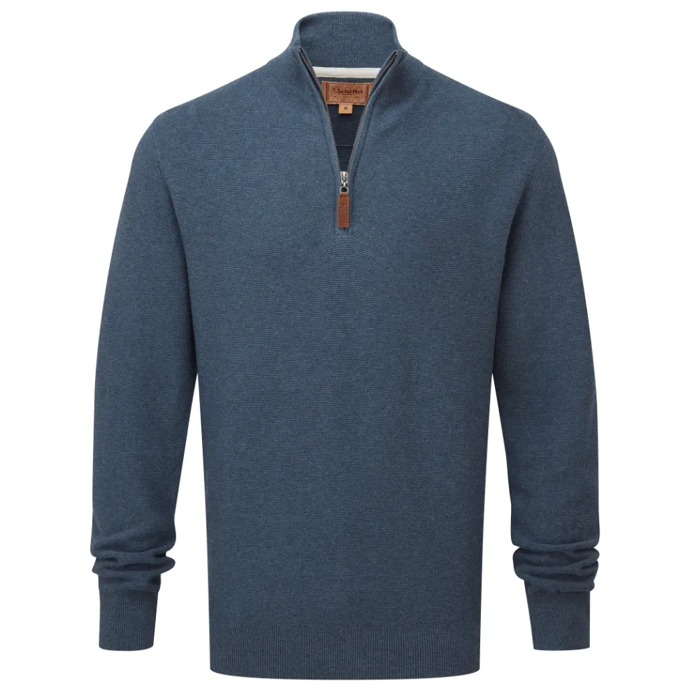 Schoffel Mens Porthleven Quarter Zip Jumper Dark Pigeon Blue