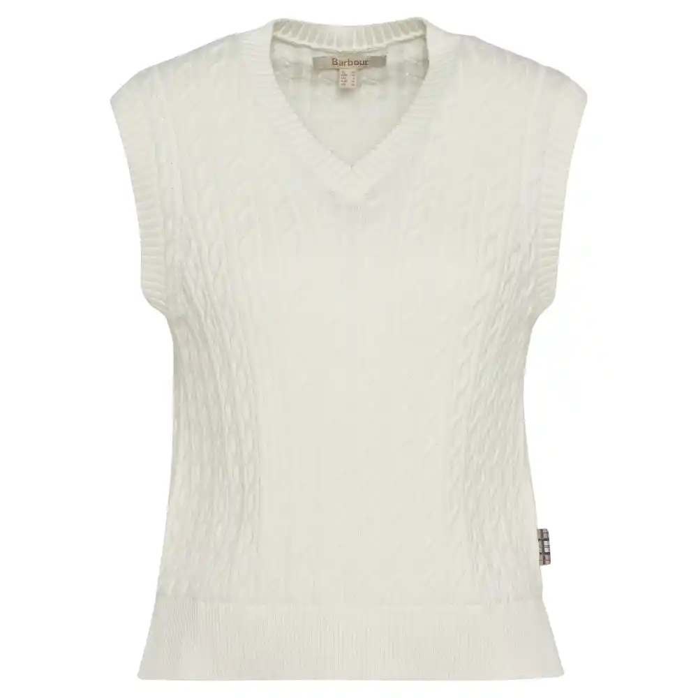 Barbour Ladies Hartland Sleeveless Knitted Jumper Cloud