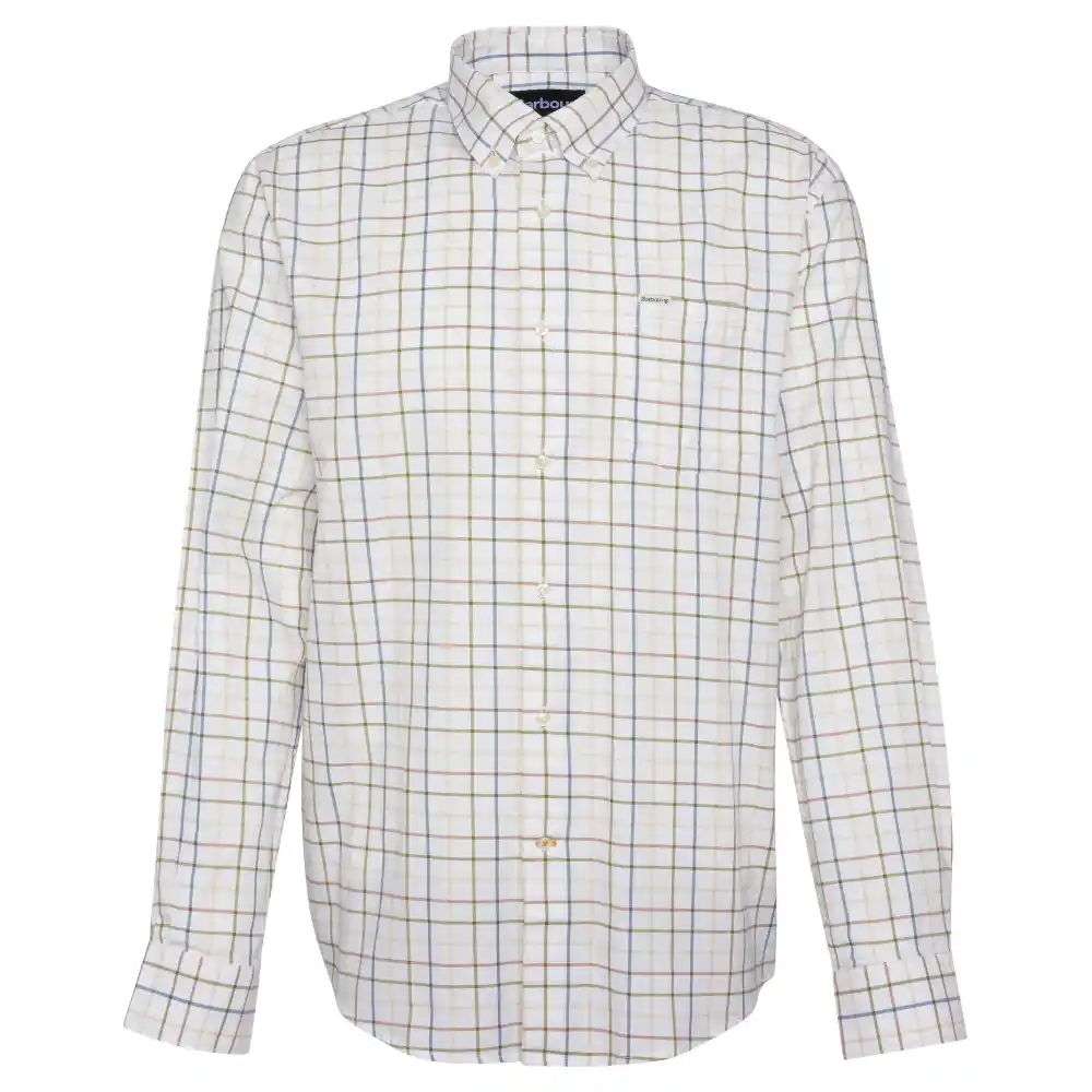 Barbour Mens Caswell Tattersall Regular Fit Shirt Pine Green
