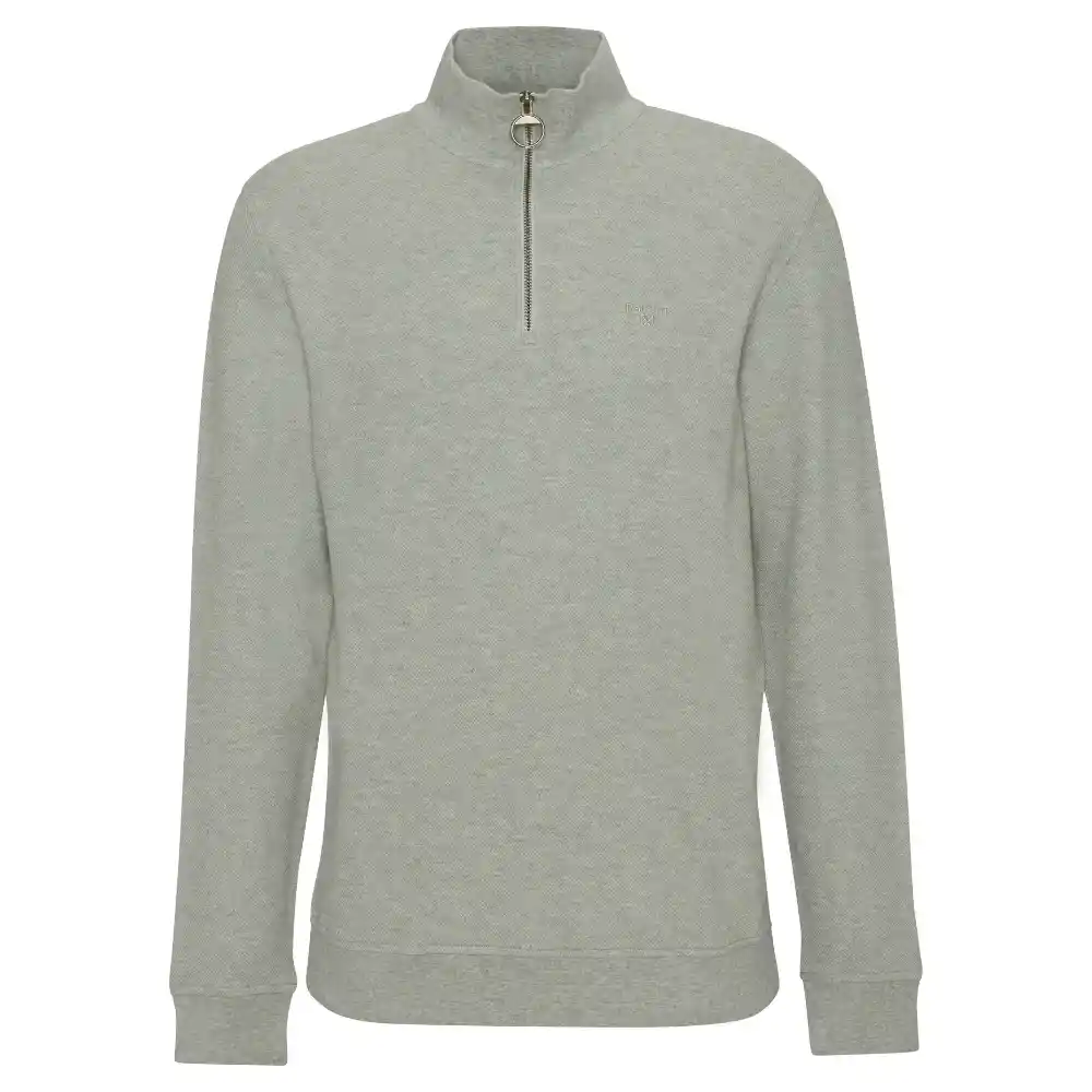 Barbour Mens Pique Interlock Half Zip Sweatshirt Grey Marl