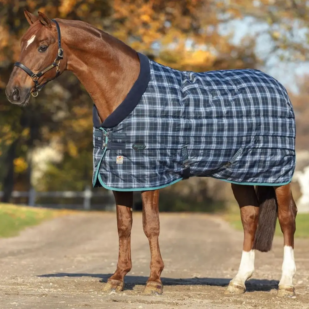 Rhino Original Heavy Vari Layer Stable Rug Navy Check Teal