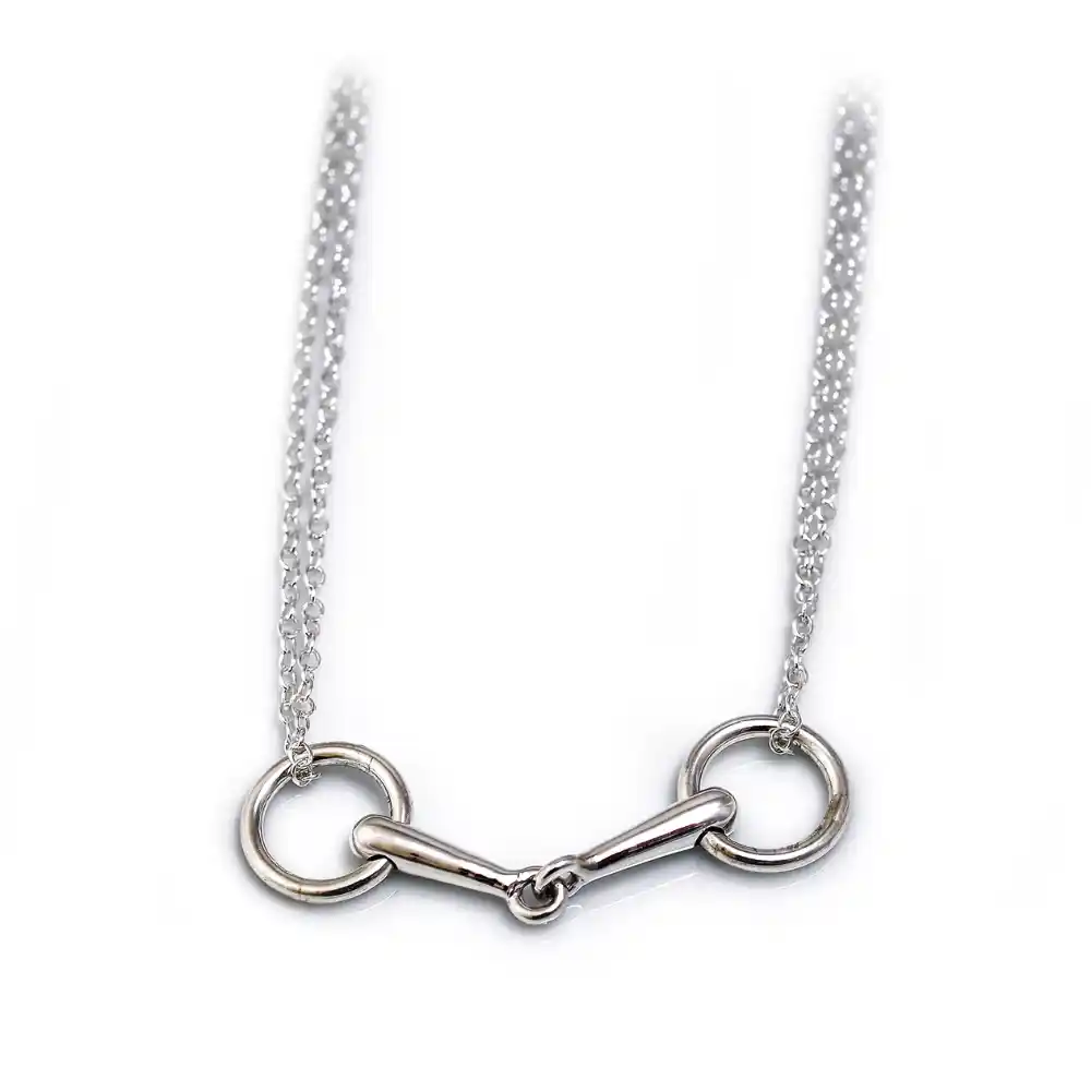 Hiho Exclusive Sterling Silver Double Chained Racing Snaffles Necklace