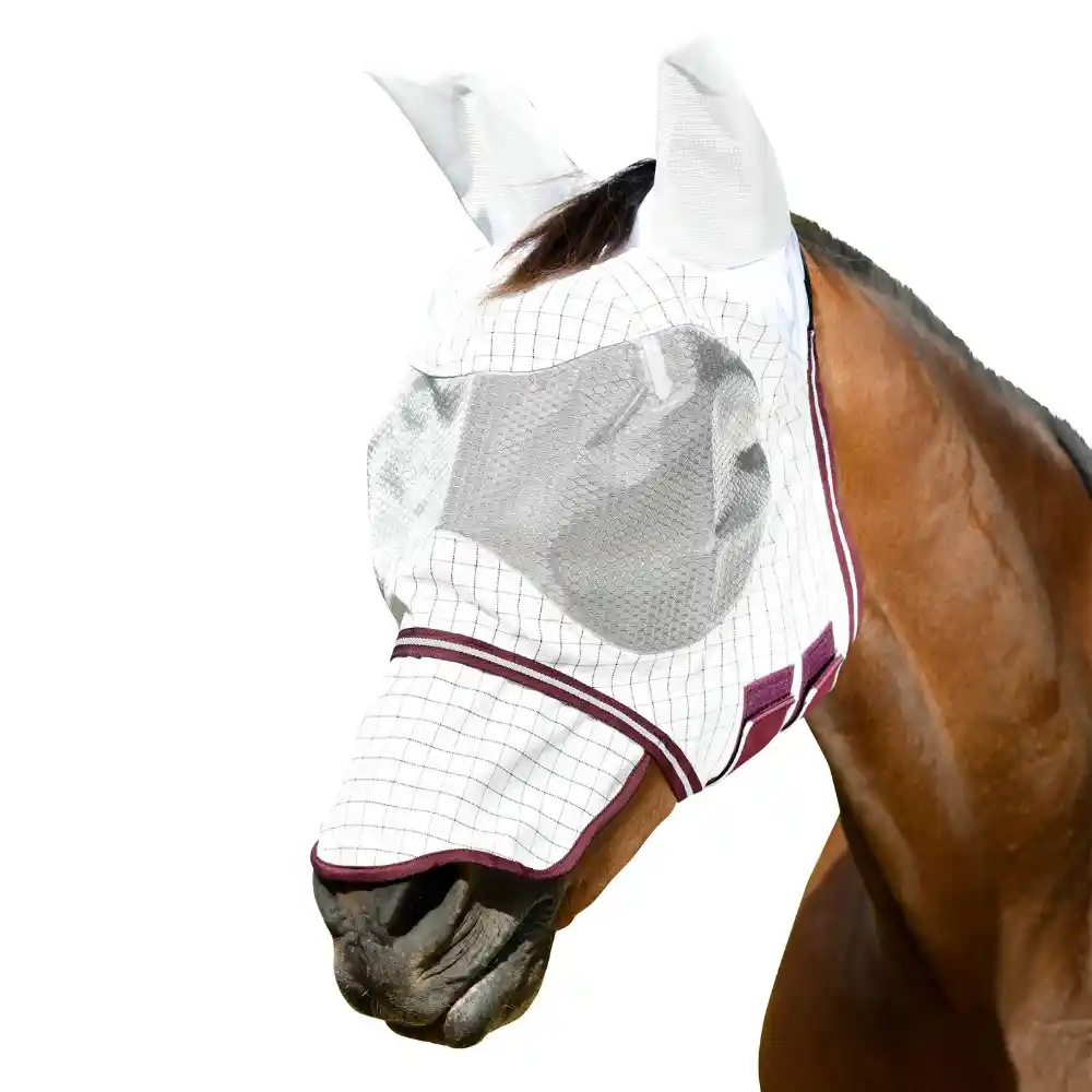 Weatherbeeta Hybrid Seasons Fly Mask White Maroon