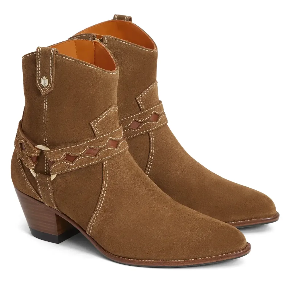 Fairfax & Favor Ladies Ohio Heeled Ankle Boots Tan Suede
