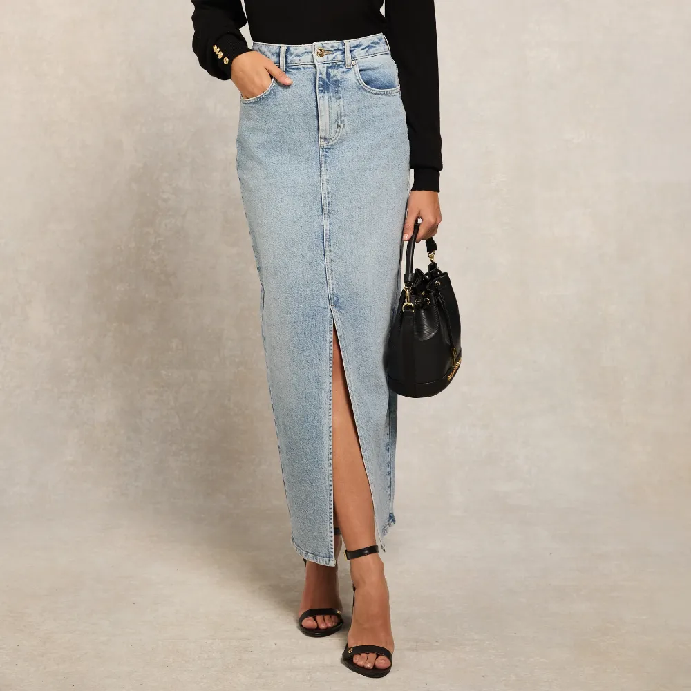 Holland Cooper Ladies Denim Maxi Skirt Vintage Indigo