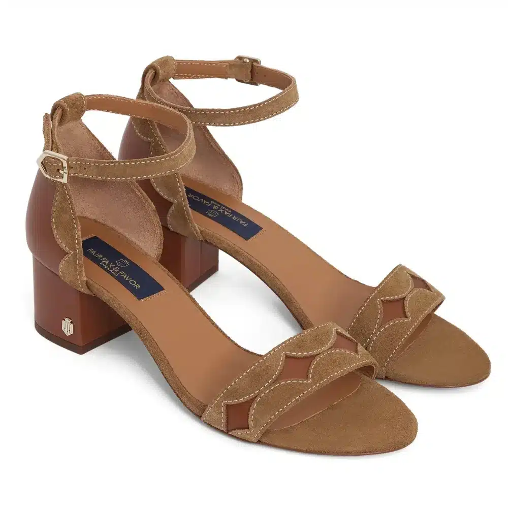 Fairfax & Favor Ladies Ohio Mid Heel Shoes Tan Suede