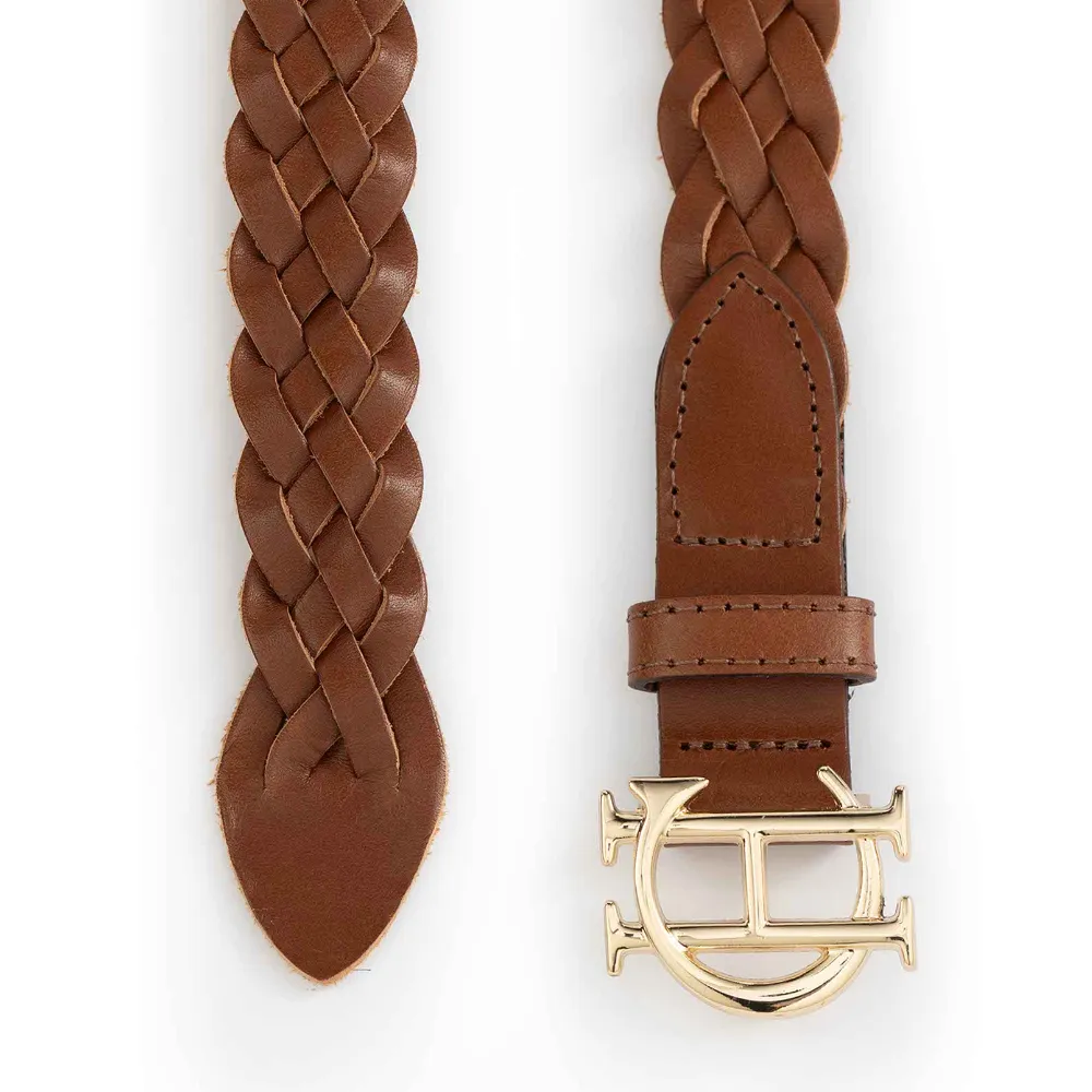 Holland Cooper Ladies Plaited Slim Belt Tan