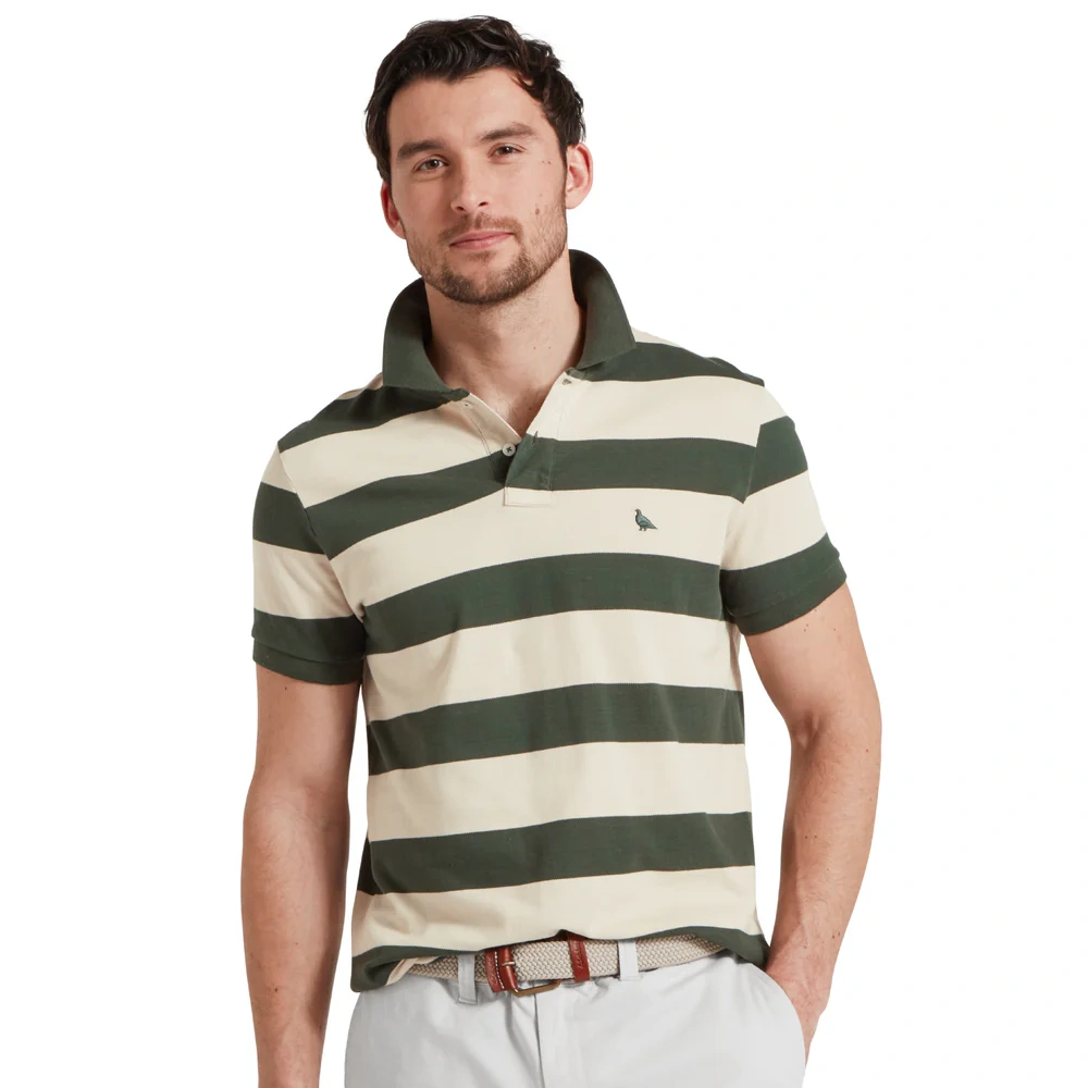 Schoffel Mens St Ives St Ives Heritage Polo Shirt Green Stripe