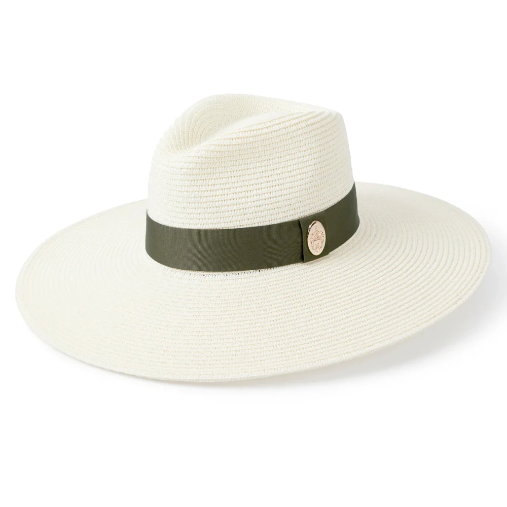 Hicks & Brown The Pebmarsh Fedora Hat Cream (Khaki Ribbon)