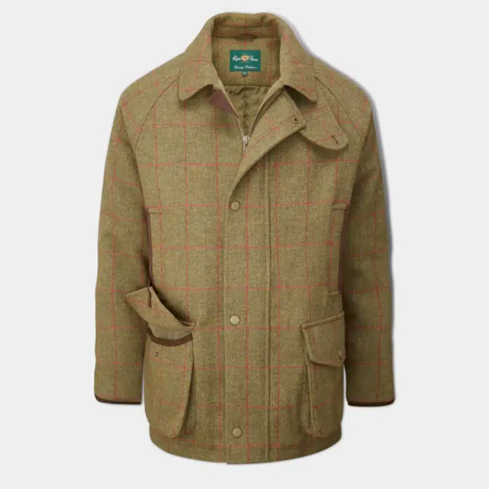Alan Paine Mens Combrook Waterproof Tweed Coat Sage