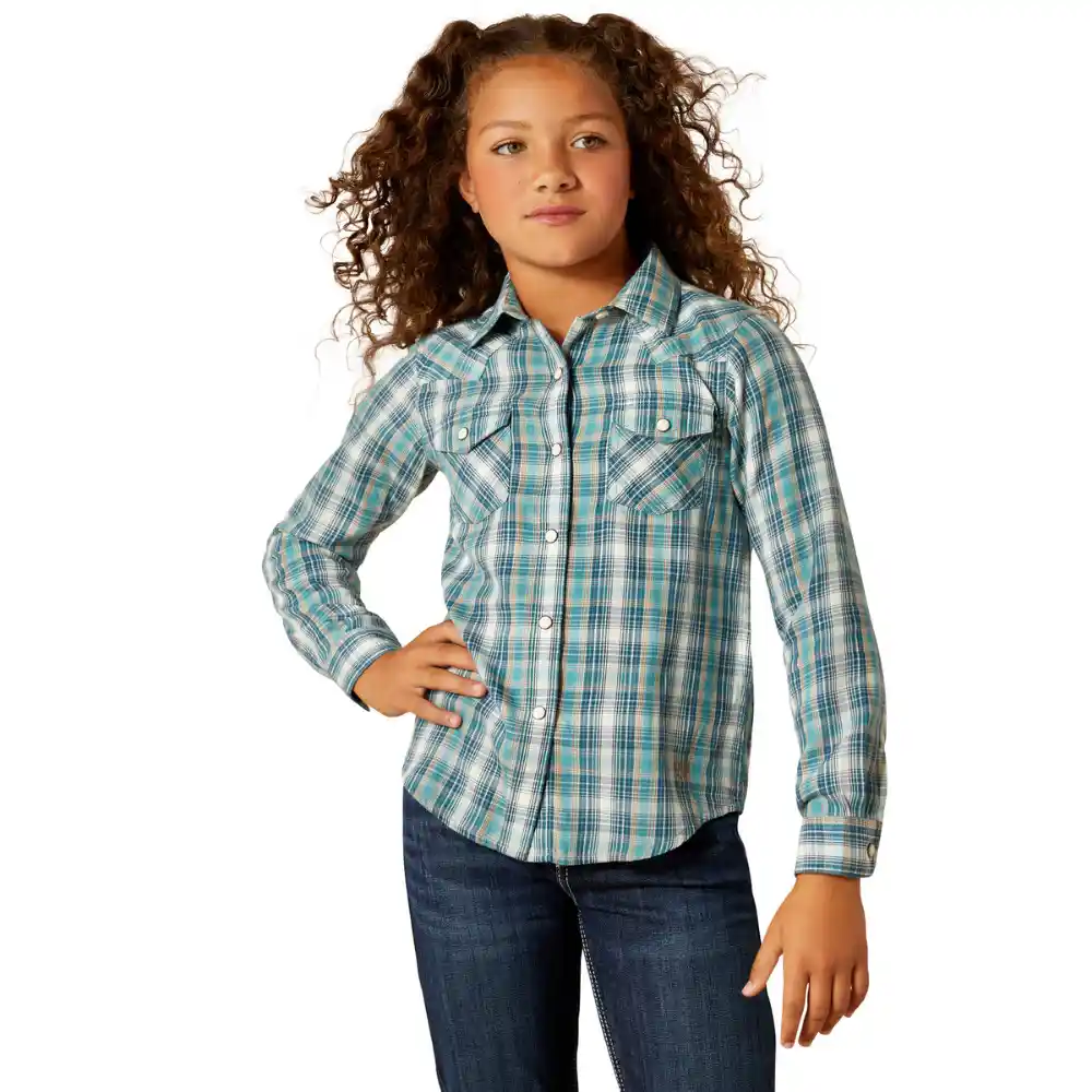 Ariat Childrens Darla Shirt Aquamarine Plaid