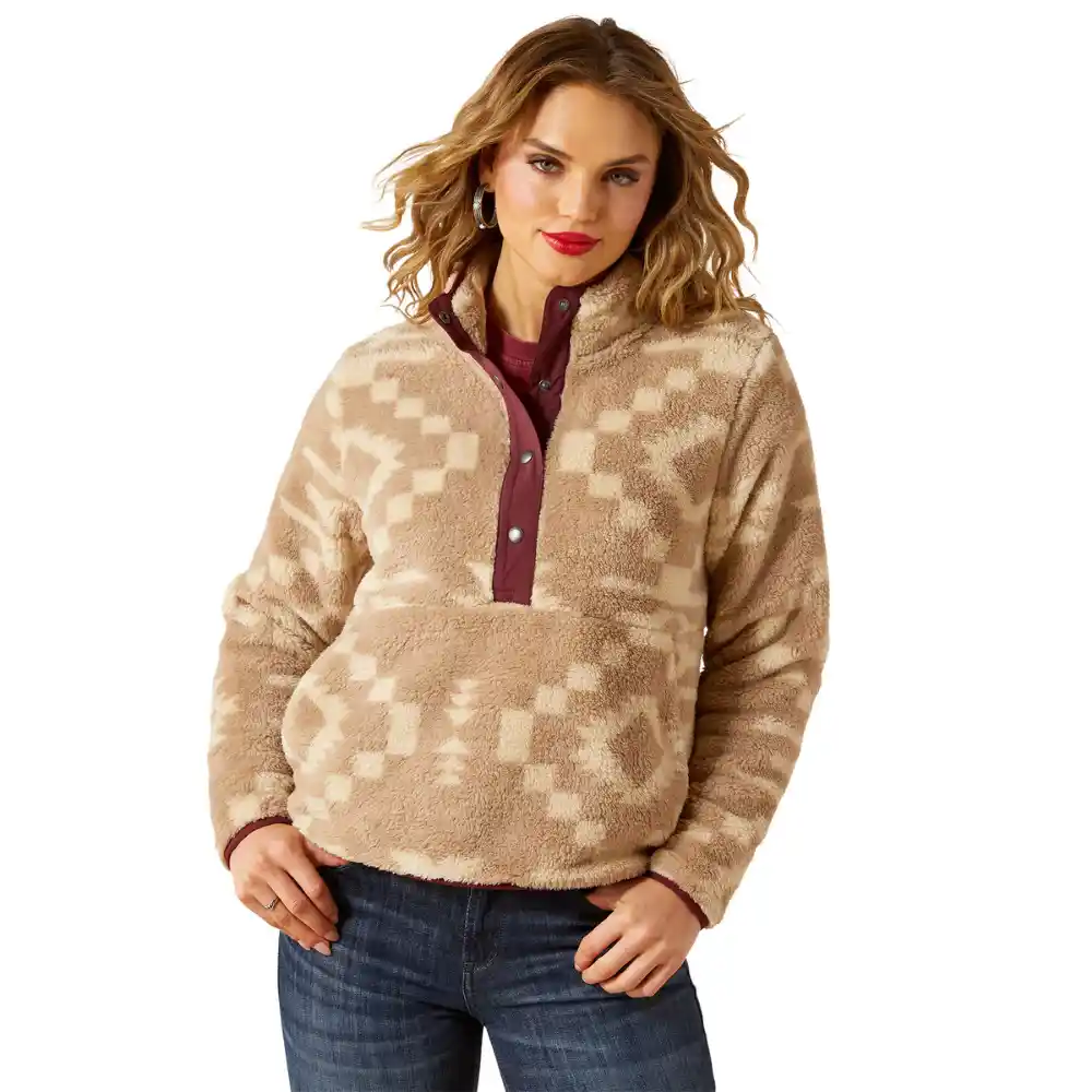 Ariat Ladies Berber Snap Front Sweatshirt Lone Ridge Print