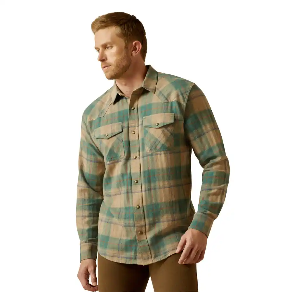 Ariat Mens Huxlee Retro Fit Shirt Deep Teal