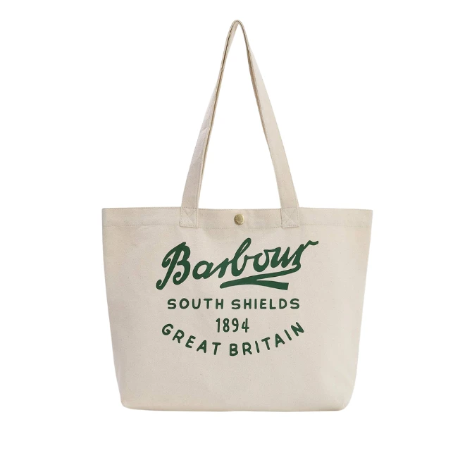Barbour Script Tote Bag Natural