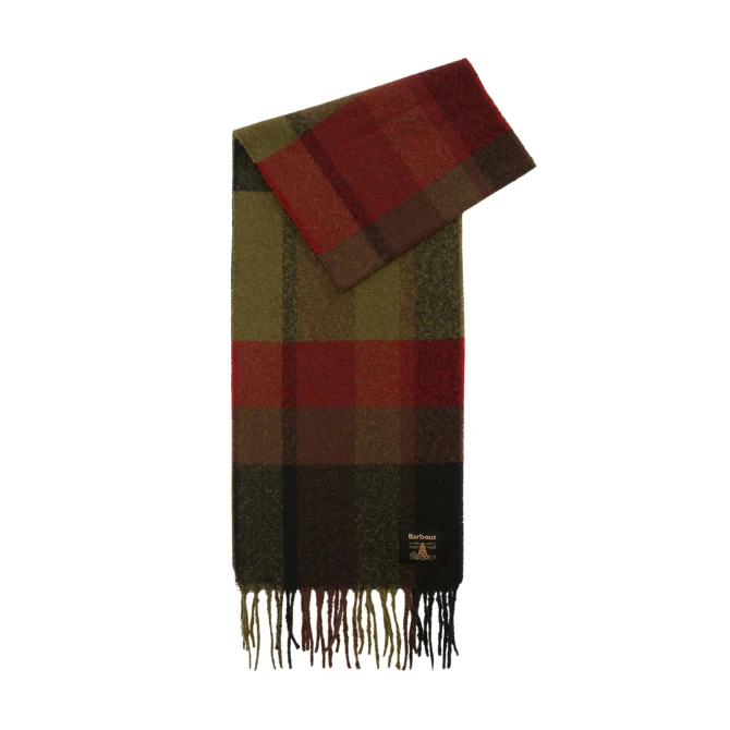 Barbour Westerdale Scarf Olive Fired Brick