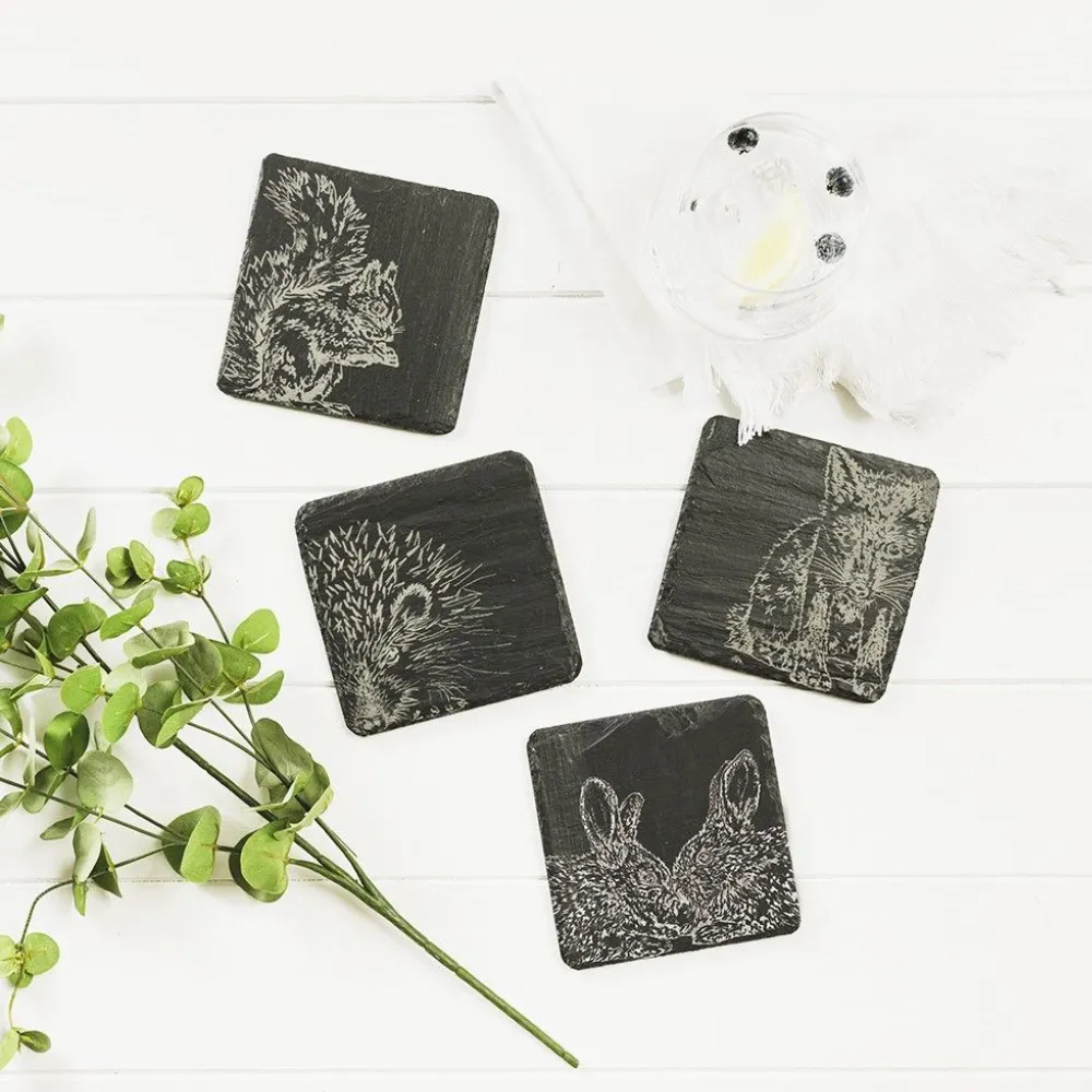 Selbrae House Slate Woodland Friends Coaster (Set Of 4)