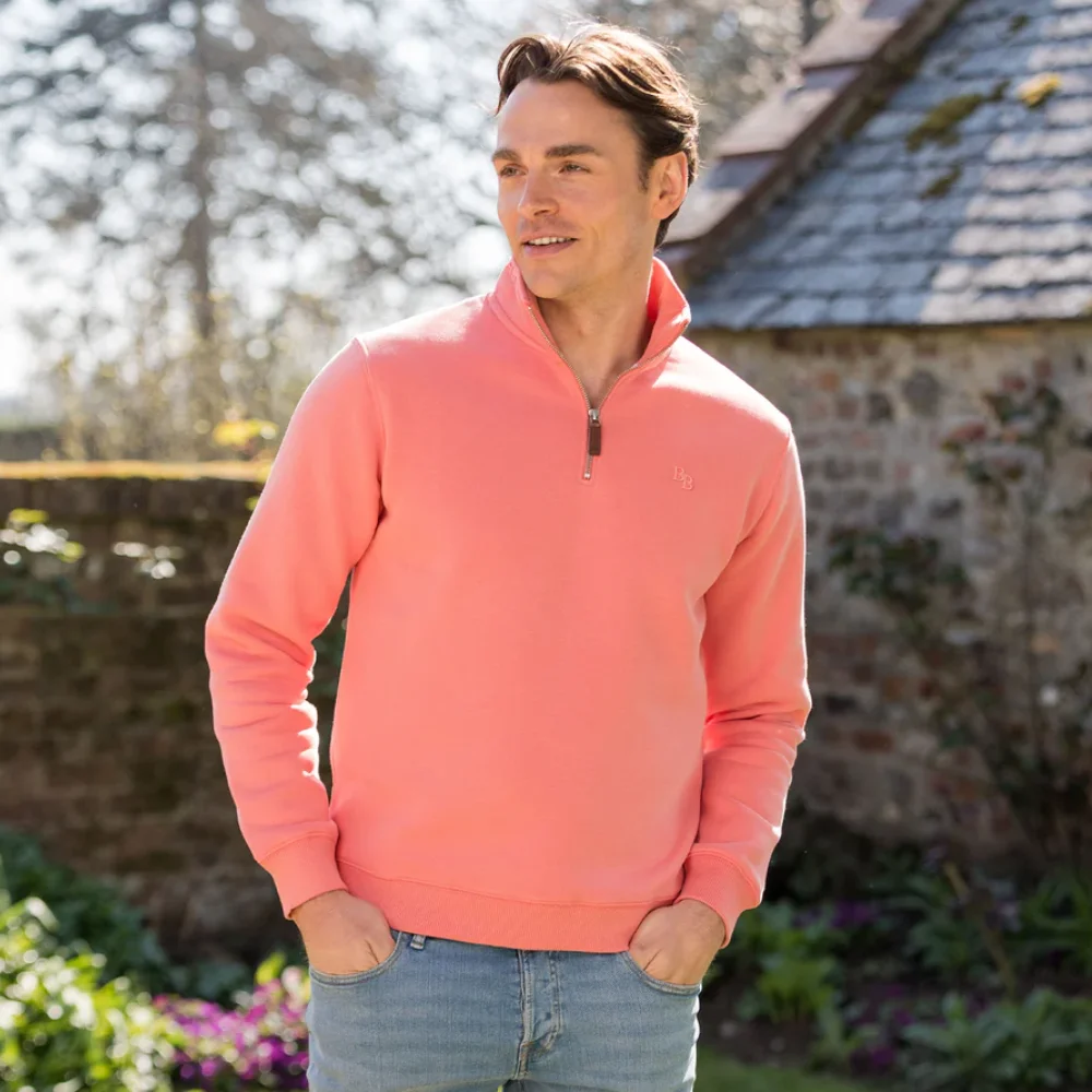 Beaumont & Bear Tuckenhay Unisex Quarter Zip Sweatshirt Flamingo