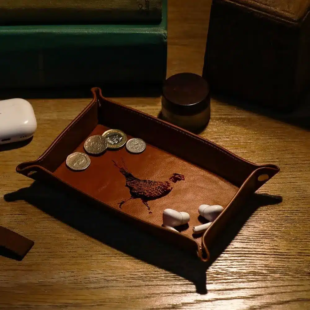 Selbrae House Leather Trinket Tray Pheasant