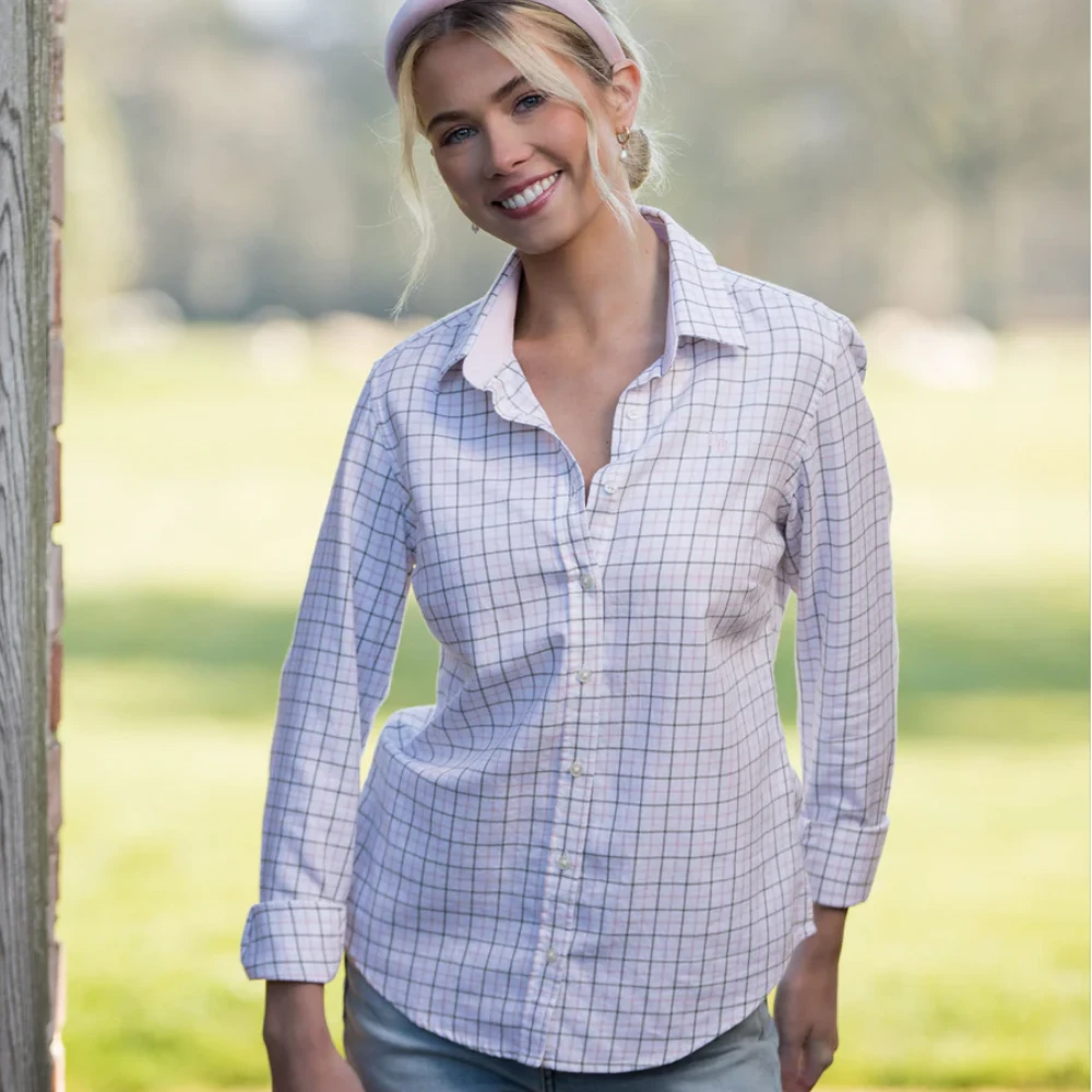 Beaumont & Bear Ladies Widdicombe Tattersall Shirt Olive/Pink