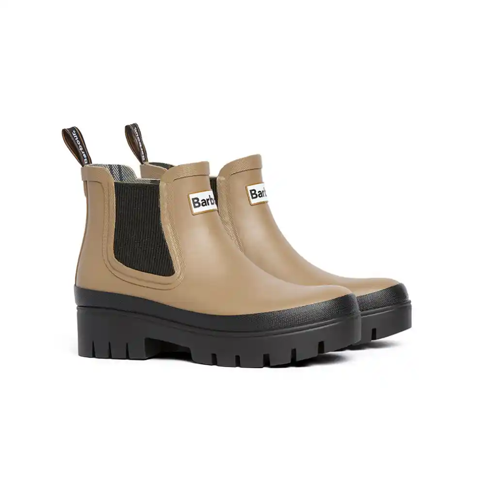 Barbour Ladies Halton Chelsea Welly Military Brown Black