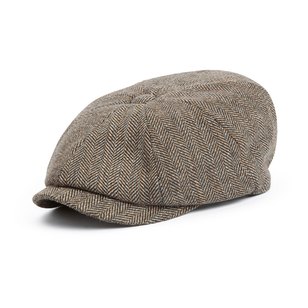 Barbour Mens Fyne Tweed Baker Boy Cap Brown