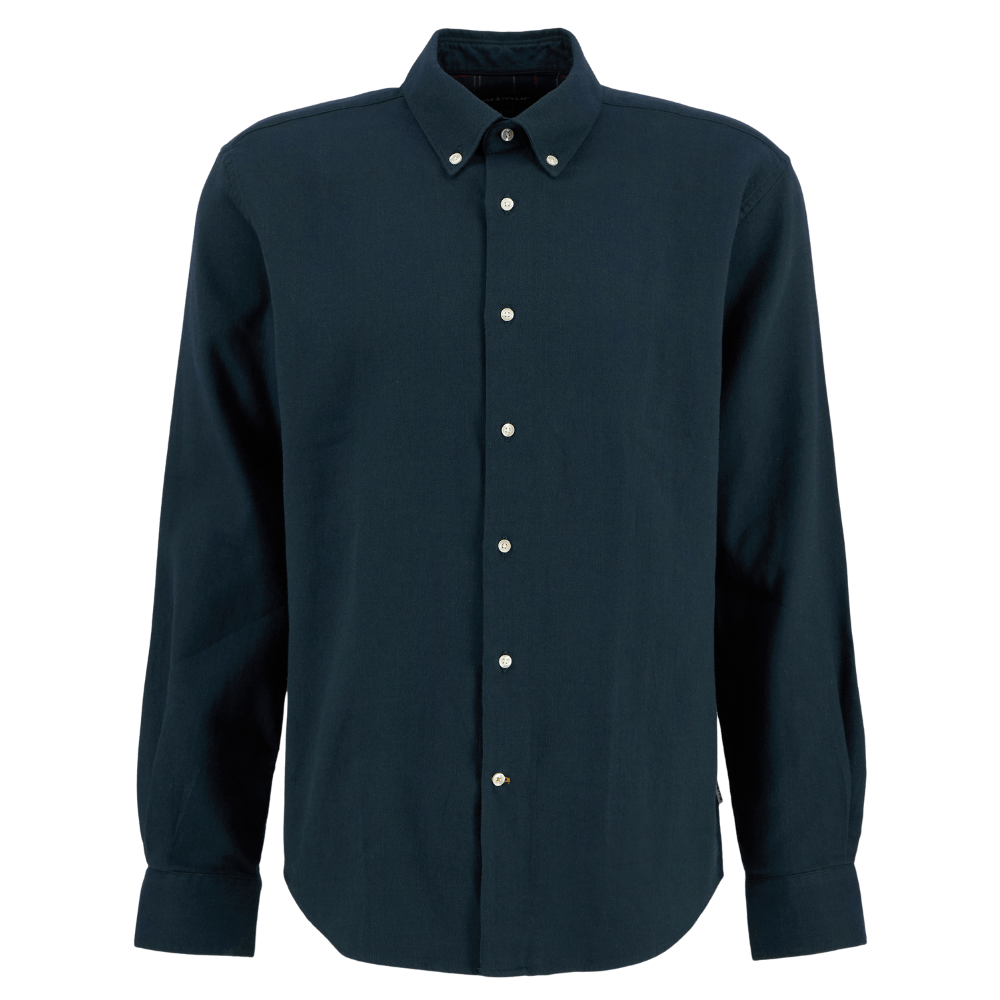 Barbour Mens Tamish Regular Herringbone Shirt Navy