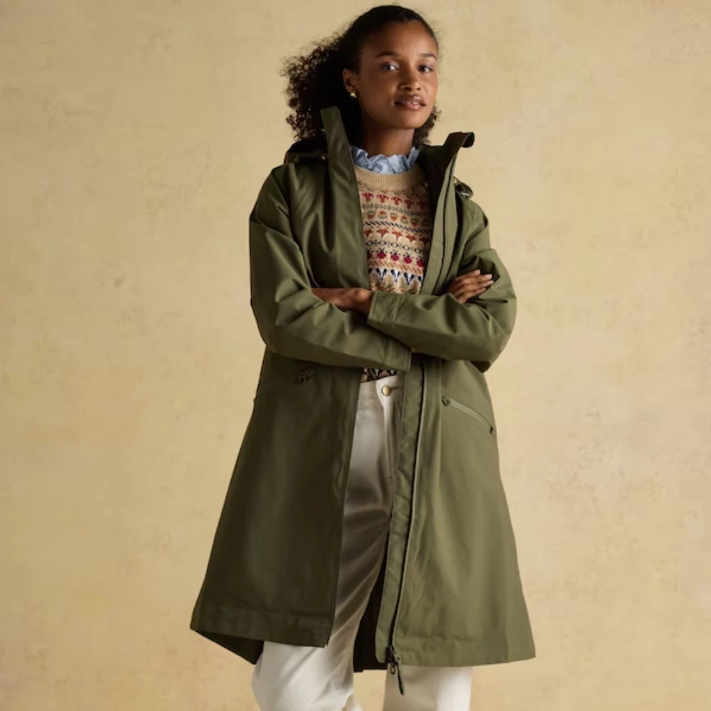 Joules Ladies Rainaway Waterproof Raincoat Green