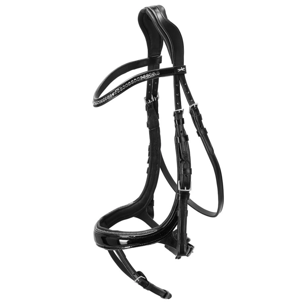 Schockemohle Equitus Beta Glam Anatomic Flash Bridle Black Patent