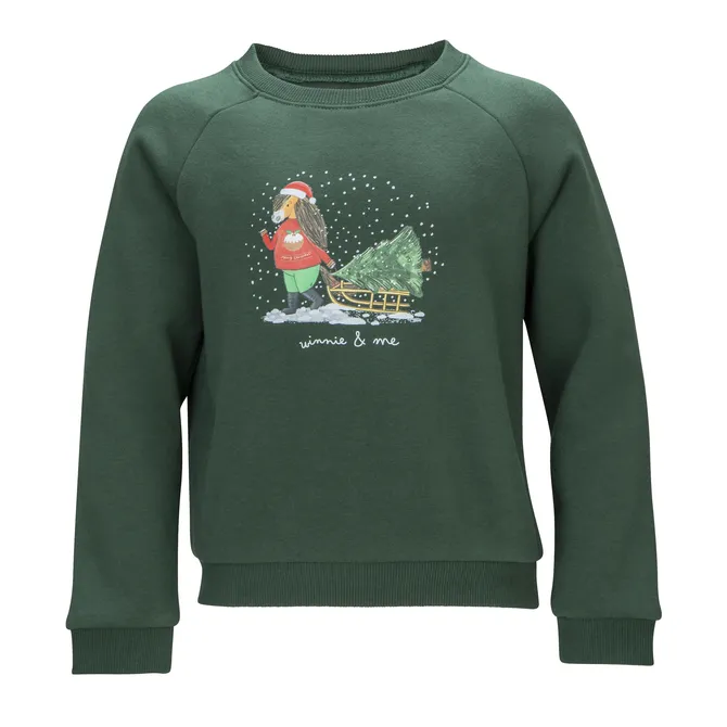 Shires Winnie & Me Childrens Festive Sweatshirt Green Front
